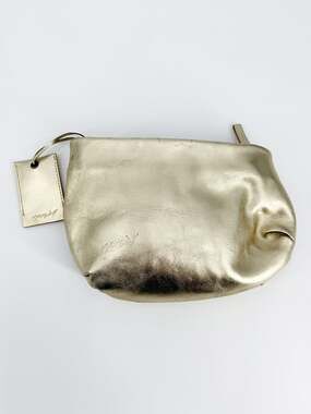 Marsell Clutch Purse Gold Leather Fanta Metallic Foil Crossbody Shoulder